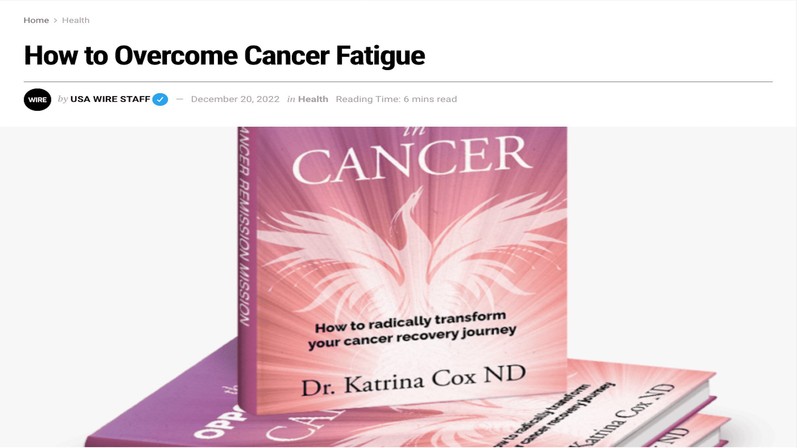 From the blog - How to overcome fatigue with photo of Cancer Remission Mission Book
